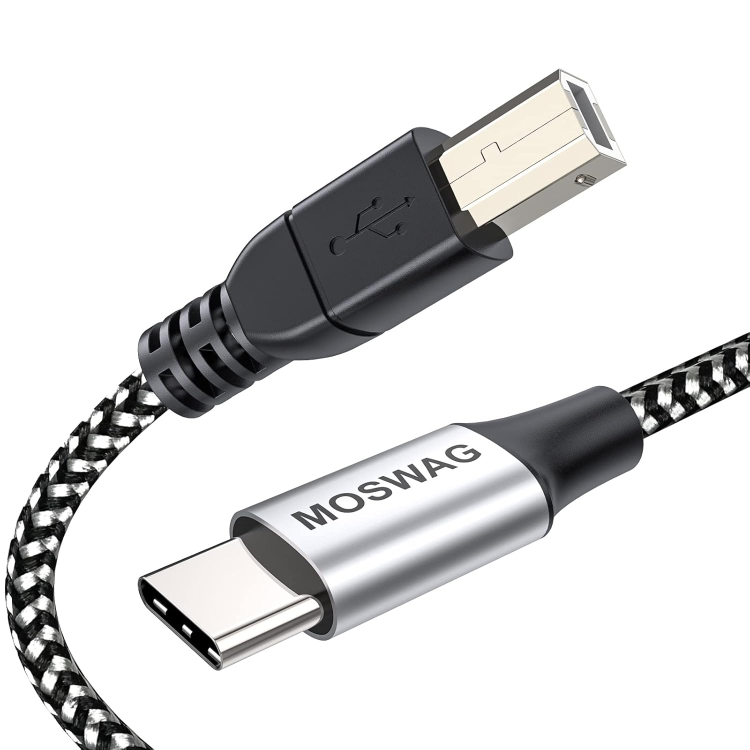 3.28FT/1M Type C to USB B Cable Nylon Braided USB C Midi Cable Printer Scanner Cord with Metal Connector Compatible with AiO, HP, Canon, Samsung Printers and More