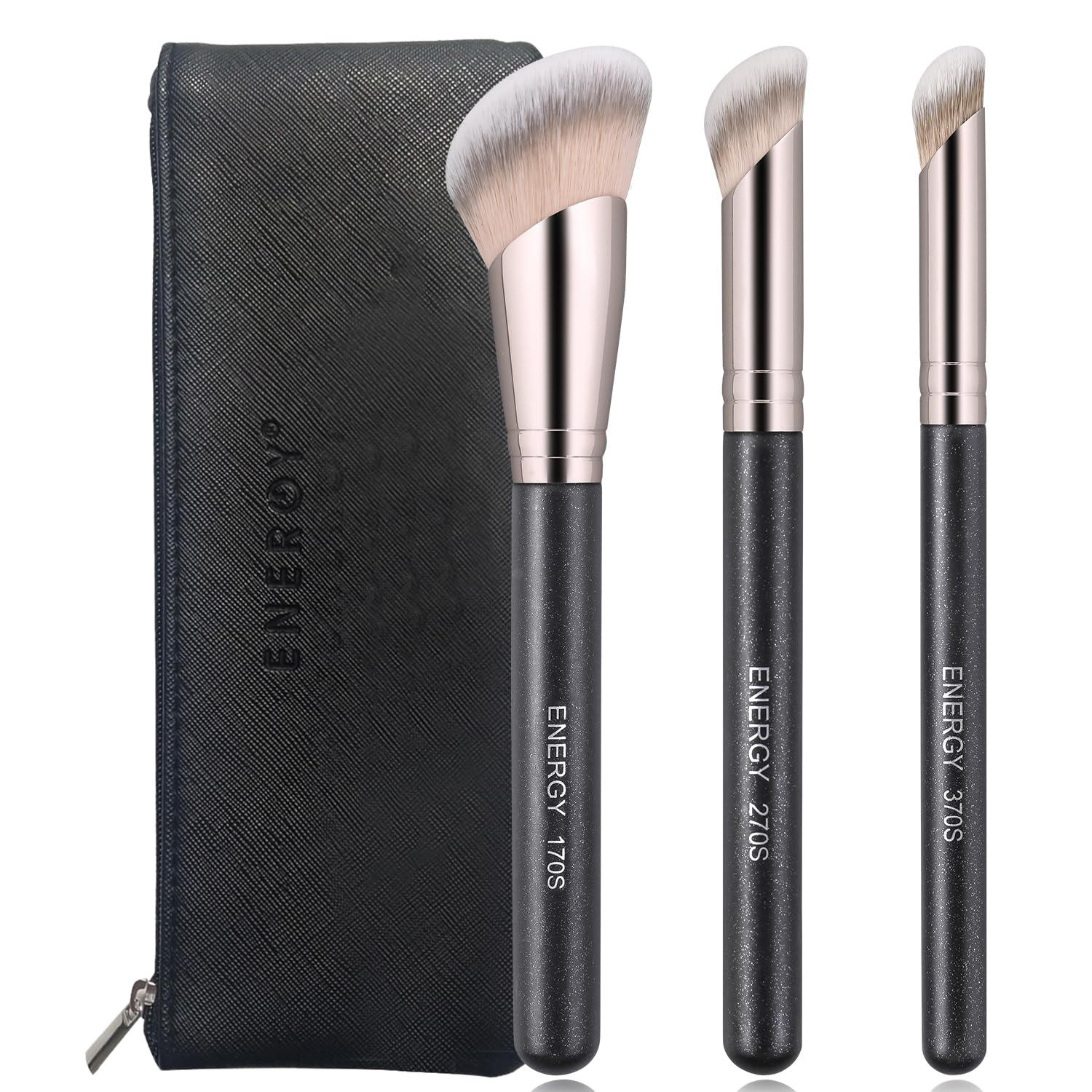 Juego de brochas de maquillaje en ángulo para base de maquillaje en polvo vegana y bronceador