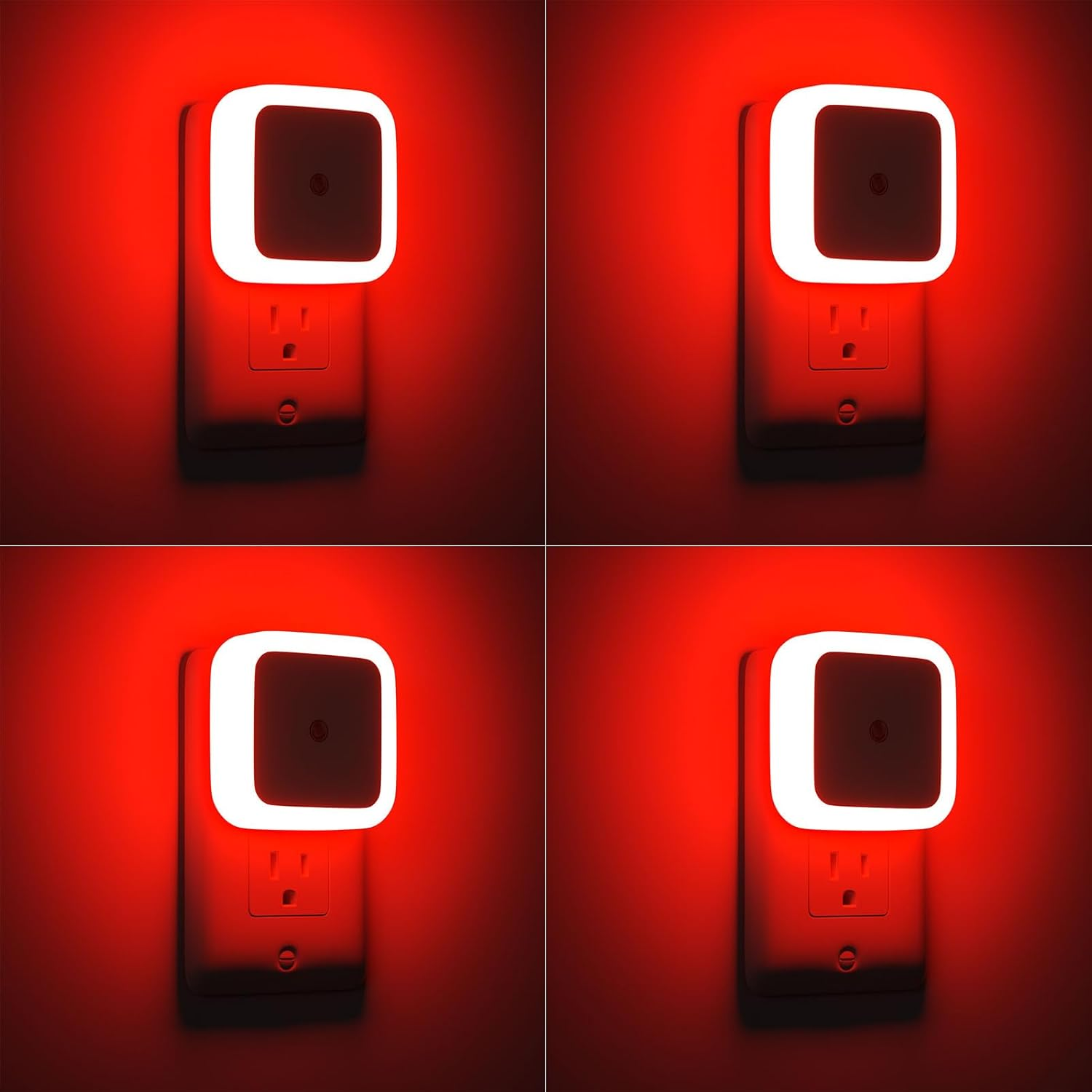 Red Night Light, Night Lights Plug into Wall 4-Pack, Nightlight Plug in Night Light, Dusk to Dawn Night Lamp Led Night Light for Kids Bedroom, Bathroom, Hallway