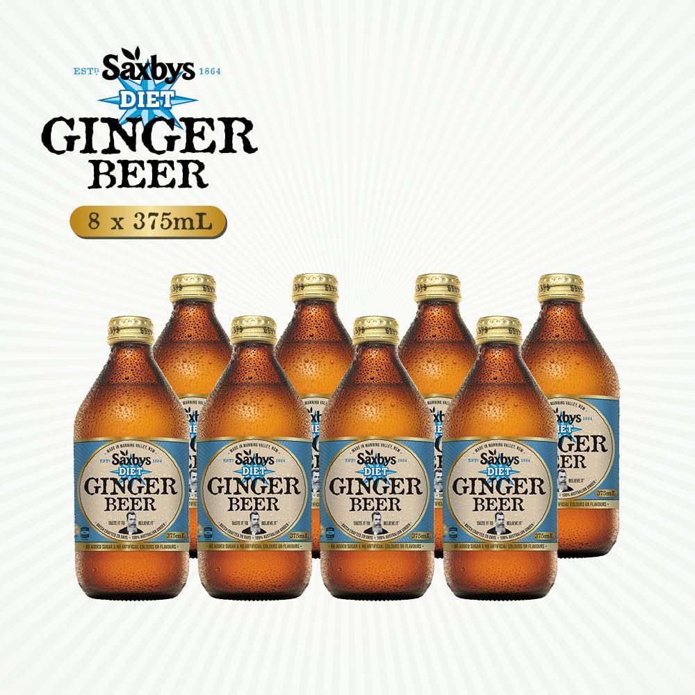 Saxby's Diet Ginger Beer 8 Pack 375mL - Picture 3 of 13