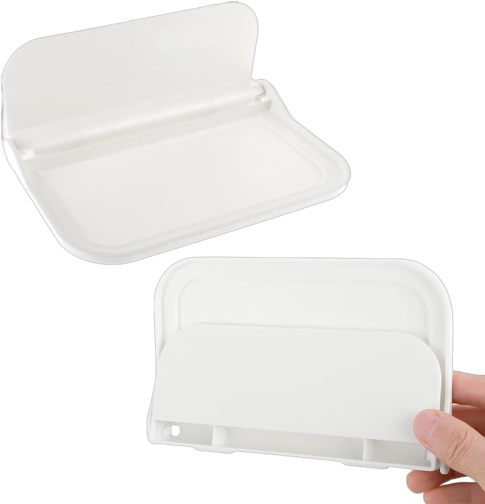 Foldable Wall Storage Holder,Rack Wall Shelf Plastic Floating Shelf Stick on Wall for Kitchen Bathroom Office,Perforation Free Bedroom Bedside Shelf,7Inches,2Pieces