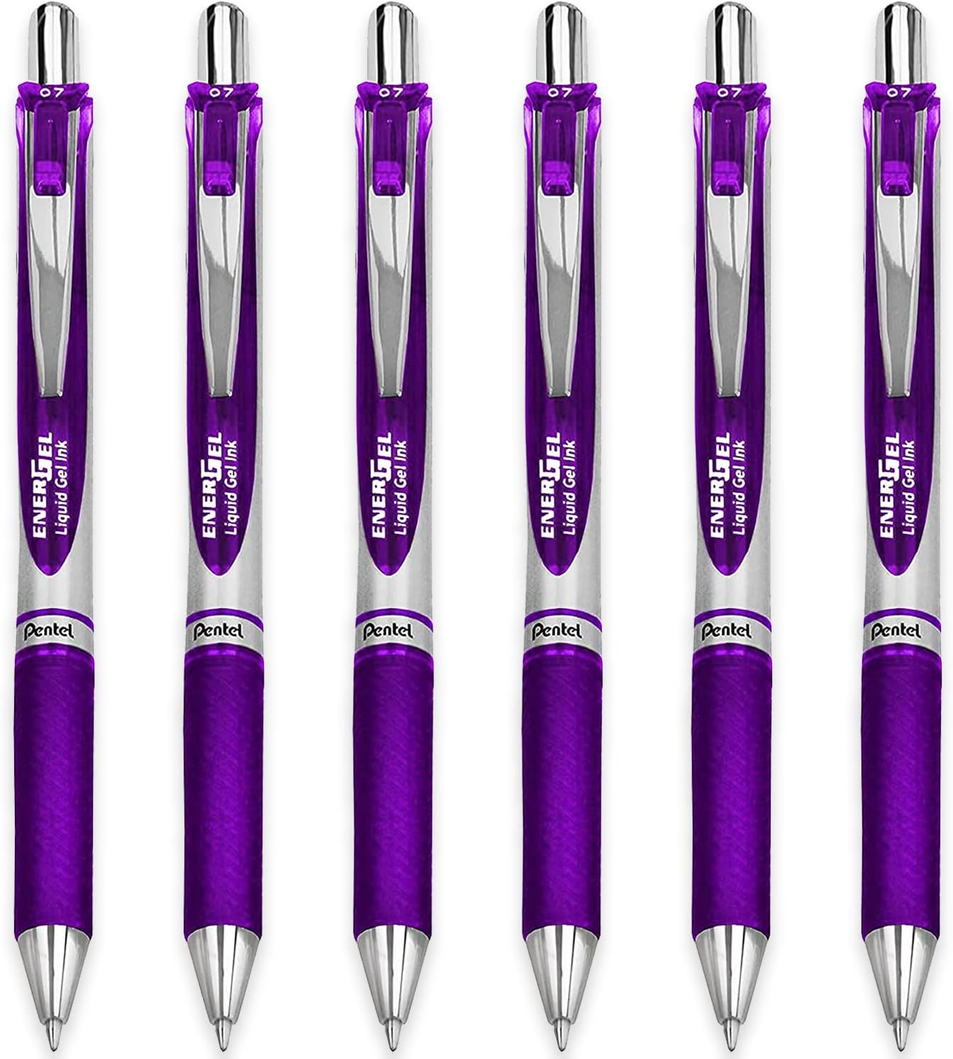 Energel XM BL77 - Retractable Liquid Gel Ink Pen - 0.7Mm - 54% Recycled - Violet Ink - Pack of 6