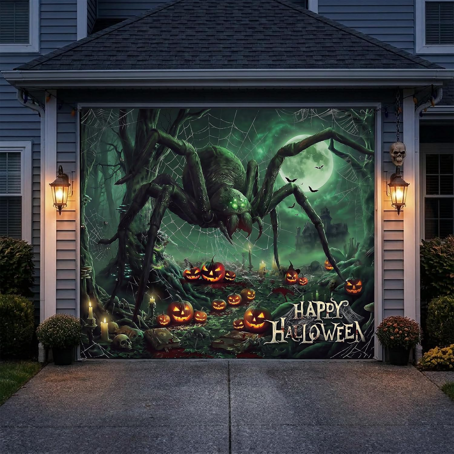 Halloween Garage Door Cover - Spider Garage Buddy Door Backdrop