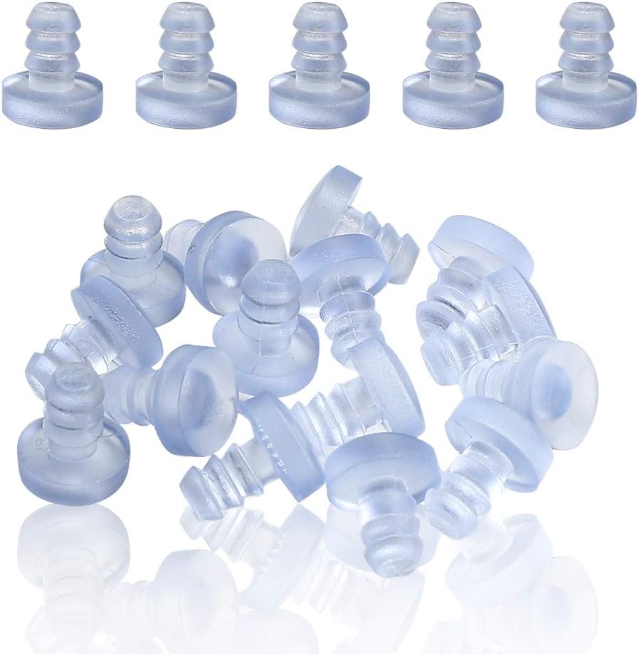 50Pcs Stem Bumper Glides, Glass Top Table Bumpers with Stem for Cabinet Doors Patio Furniture, for 3/16 Inch Holes