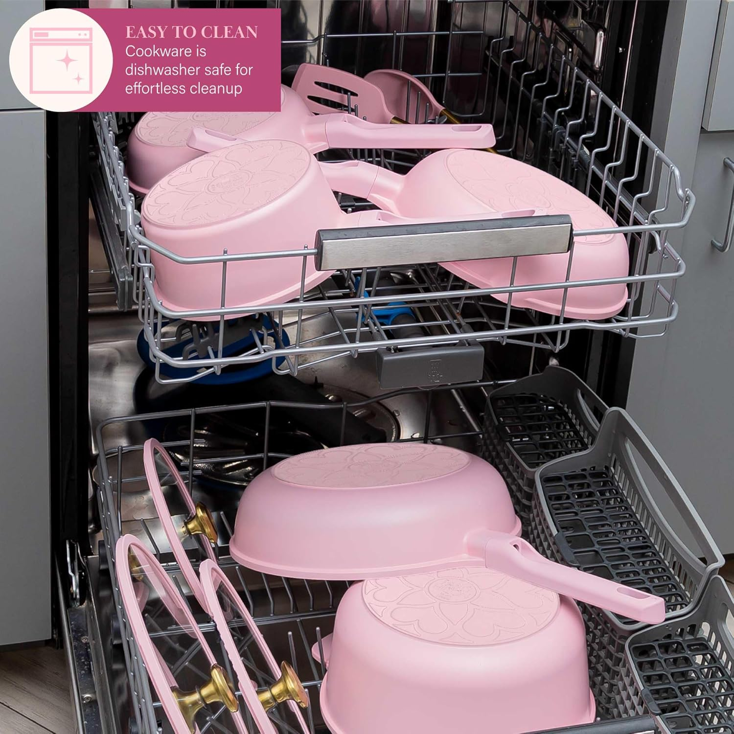 Paris Hilton Ceramic Nonstick Cookware Set, Cast Aluminum with Dual Layer Non... - Picture 6 of 13