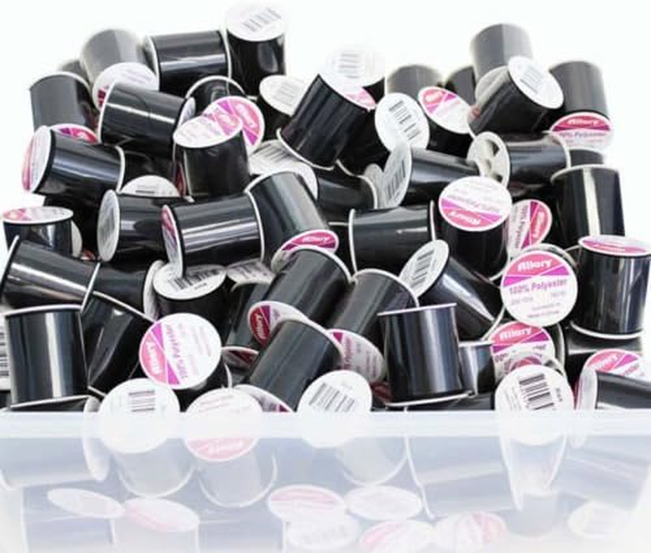24 Pack Bulk Buy Allary 100% Polyester 200 Yds Sewing Threads (Black ) | 200 Yds, Bulk Buy