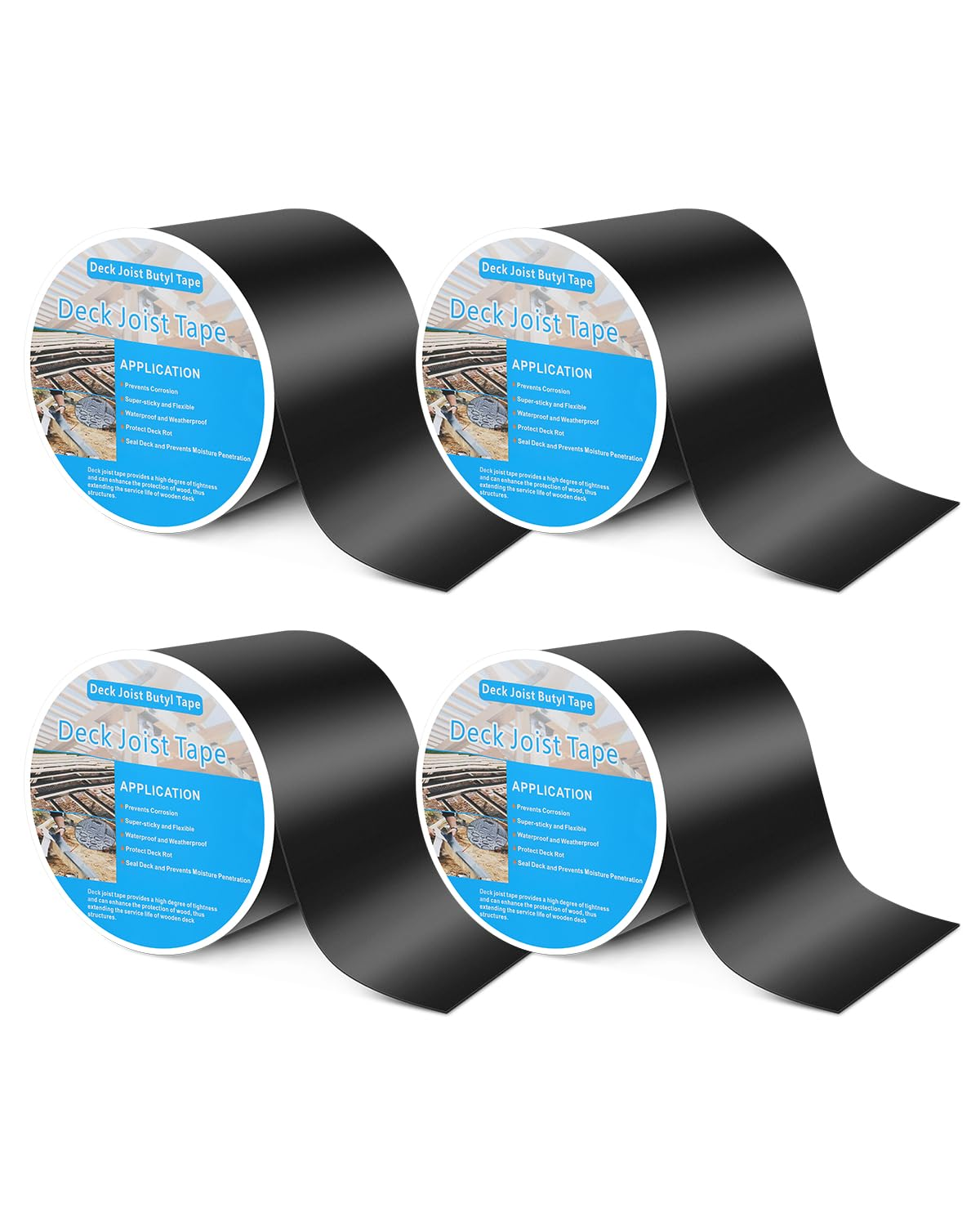 Deck Joist Tape 6" X 50', 4 Pack Butyl Joist Tape for Waterproof Deck Tape
