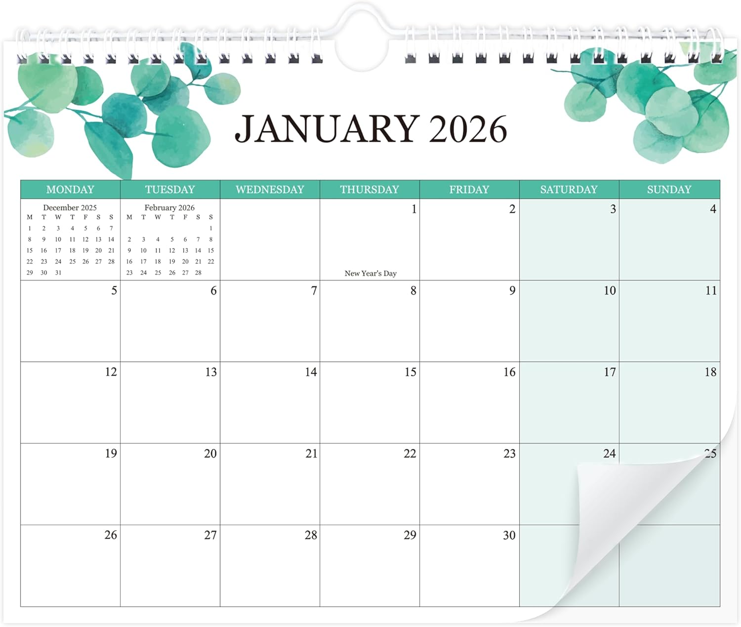 2026 Calendar UK, Large Wall Calendar 18 Months Jan 2026-Jun 2027, Family Planner Month to View for Home, Office, Metal Spiral,Thick Paper.29X 37Cm