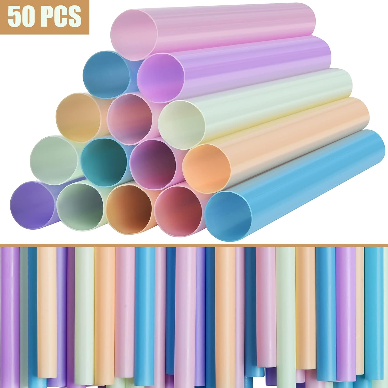50 Pcs Jumbo Plastic Smoothie Straws Wide Disposable Milkshake Bubble Tea Straw
