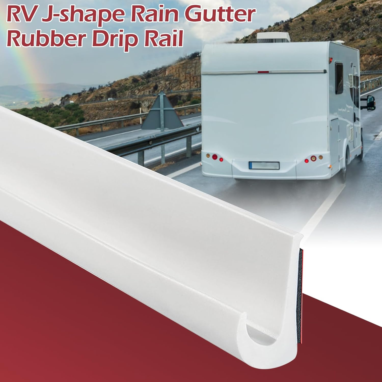 RV Rain Gutter, PVC Rain Gutter Self Adhesive, J Shape RV Rain Gutter for Mot... - Picture 7 of 15