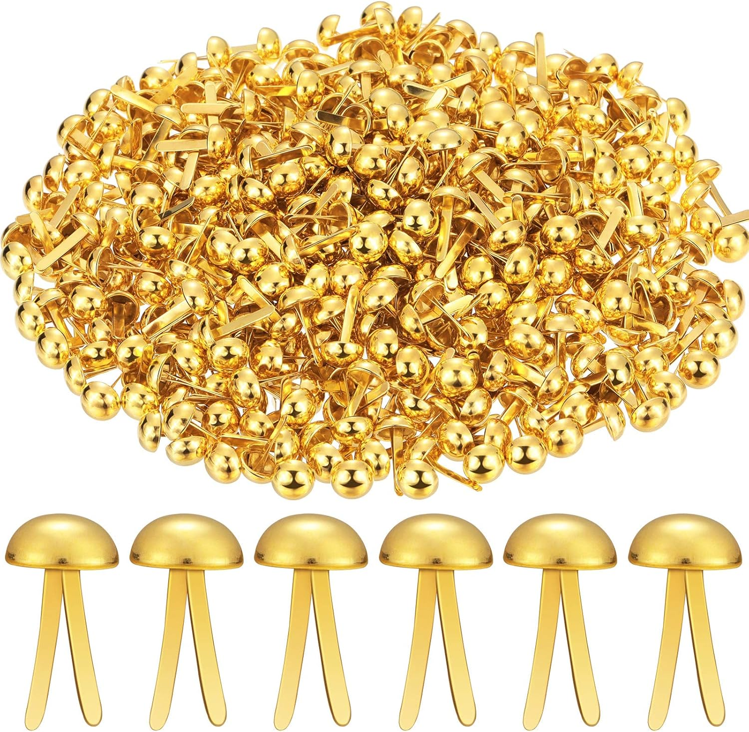 500 Pcs Brads for Paper Crafts Metal round Brass Paper Fasteners for Craft Art Crafting School DIY Supplies(0.3 X 0.6 Inch,Golden)