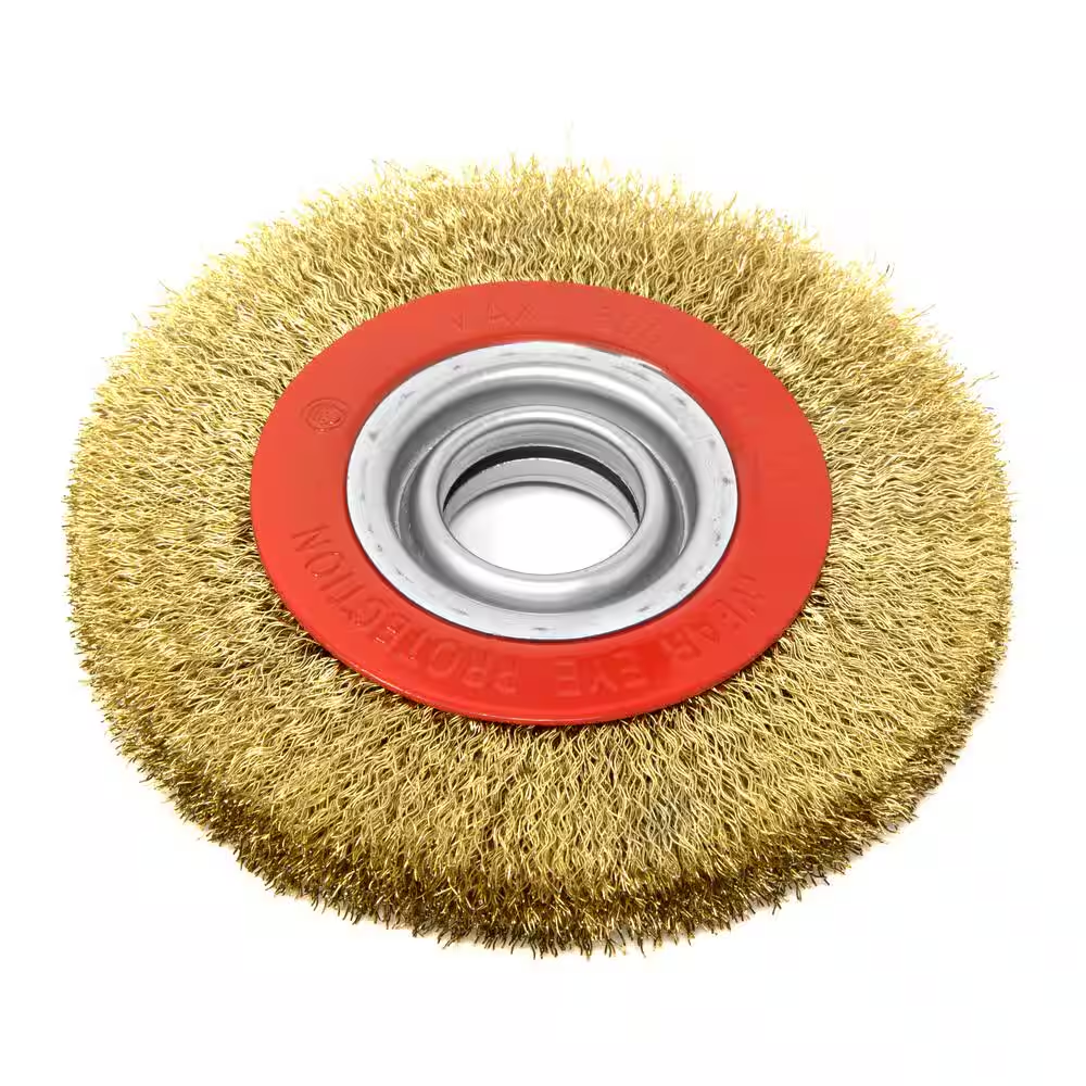6 In. X 3/4 In. Crimped Steel Bench Wire Wheel with Arbor Adapters