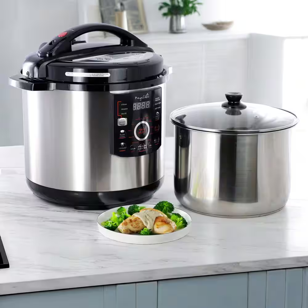 Steel Electric Digital Pressure Cooker with Stainless Steel Pot Silver 12 Quart