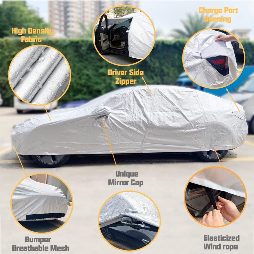 ROCCS Tesla Model 3 Car Cover Waterproof All Weather Full Exterior Car Cover ... - Picture 3 of 13