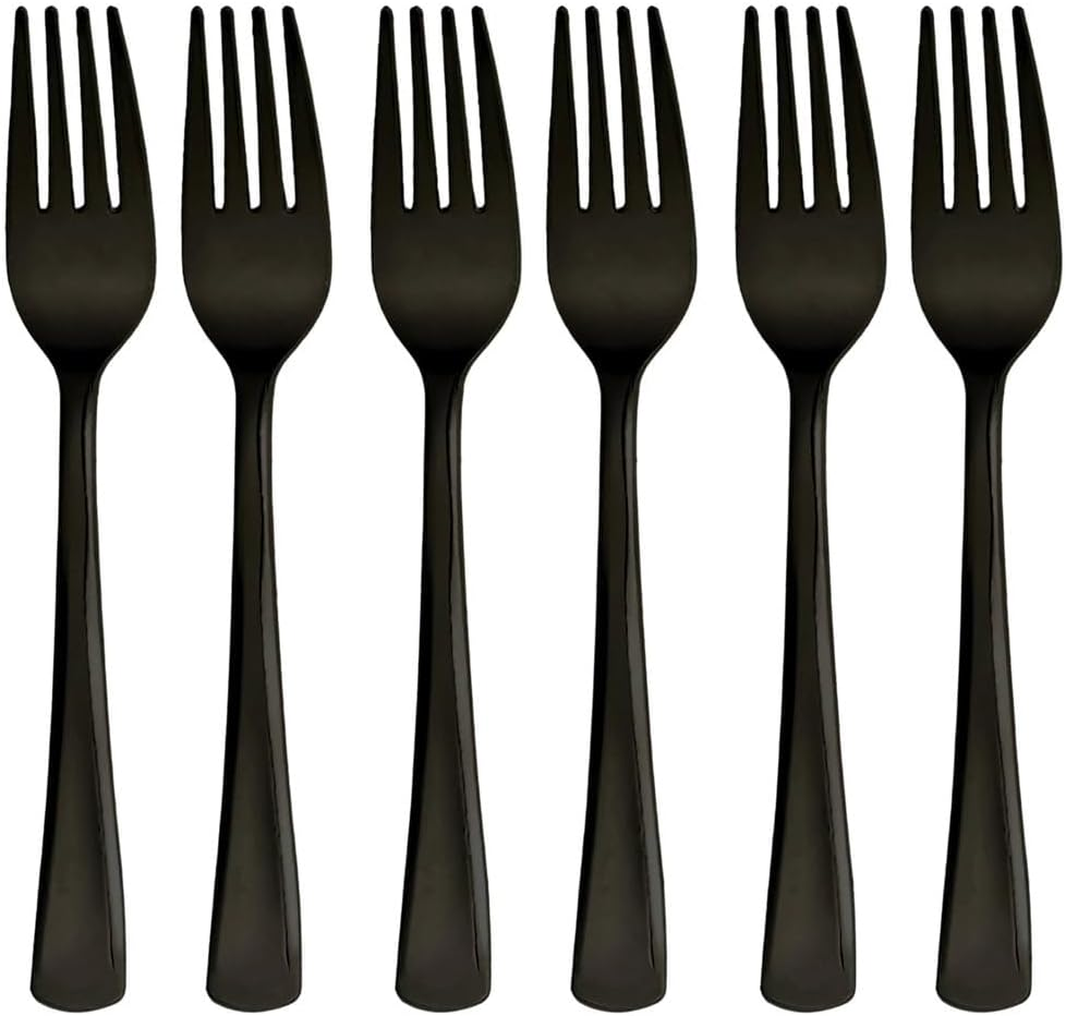 Tiny Tasters Black Disposable Small Forks for Appetizers, 3.75