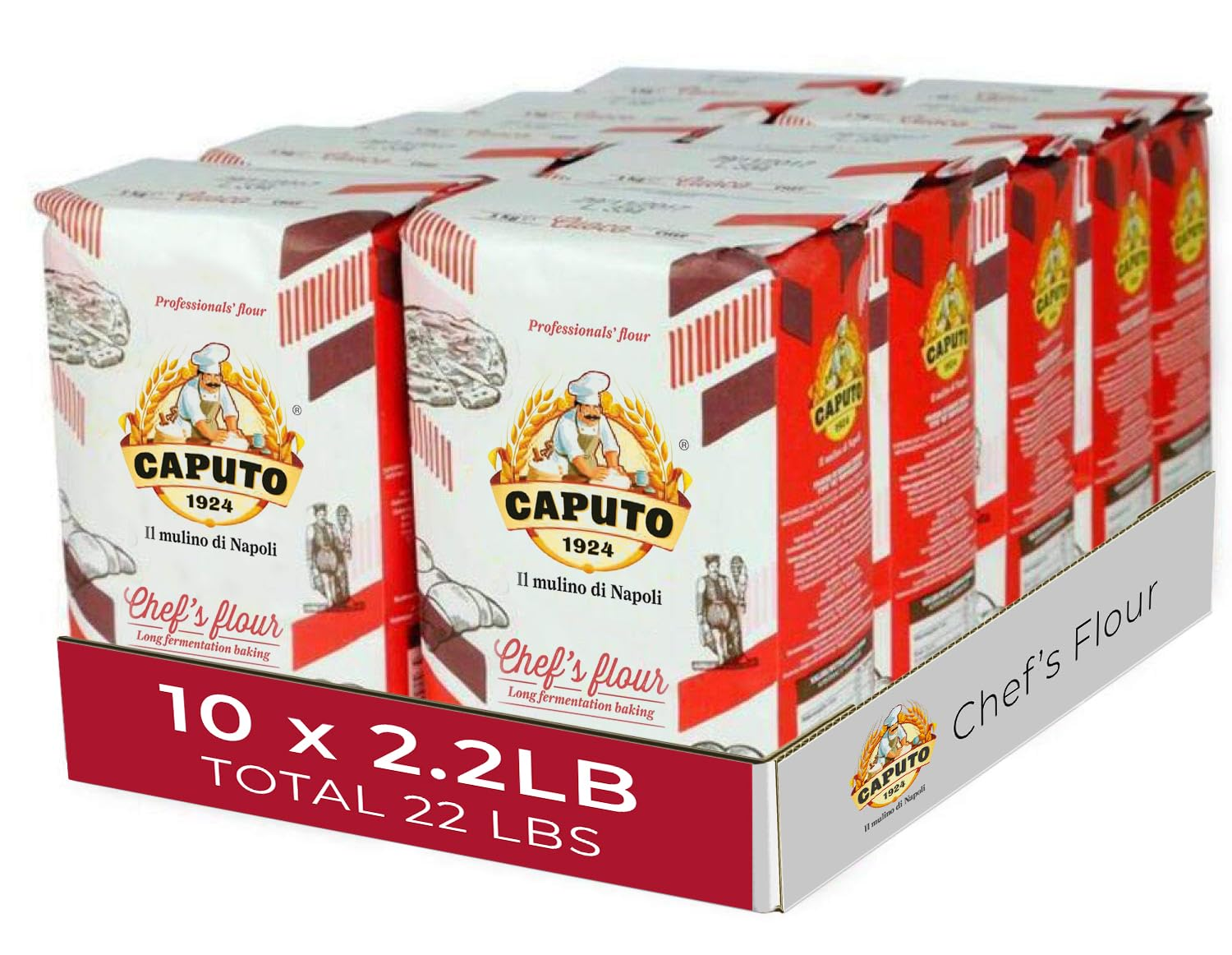 Antimo Caputo Chef'S Flour 2.2 LB (Case of 10) - 22 LB Total - Italian Double Zero 00 Flour - Soft Wheat for Pizza Dough, Bread, & Pasta