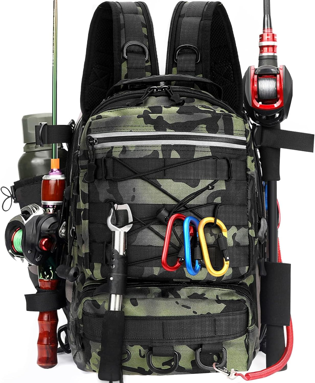 Zaino Pesca per Attrezzatura Pesca Con Portacanna Borse per Riporre L'Attrezzatura Impermeabili Borsa per Attrezzatura Pesca Con Traspirante per Pesca Escursionismo Caccia Campeggio (Green)