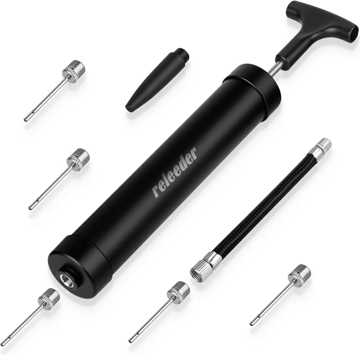 10 Inch Ball Pump Kit with 5 Needles & Hose for Soccer Basketball Volleyball