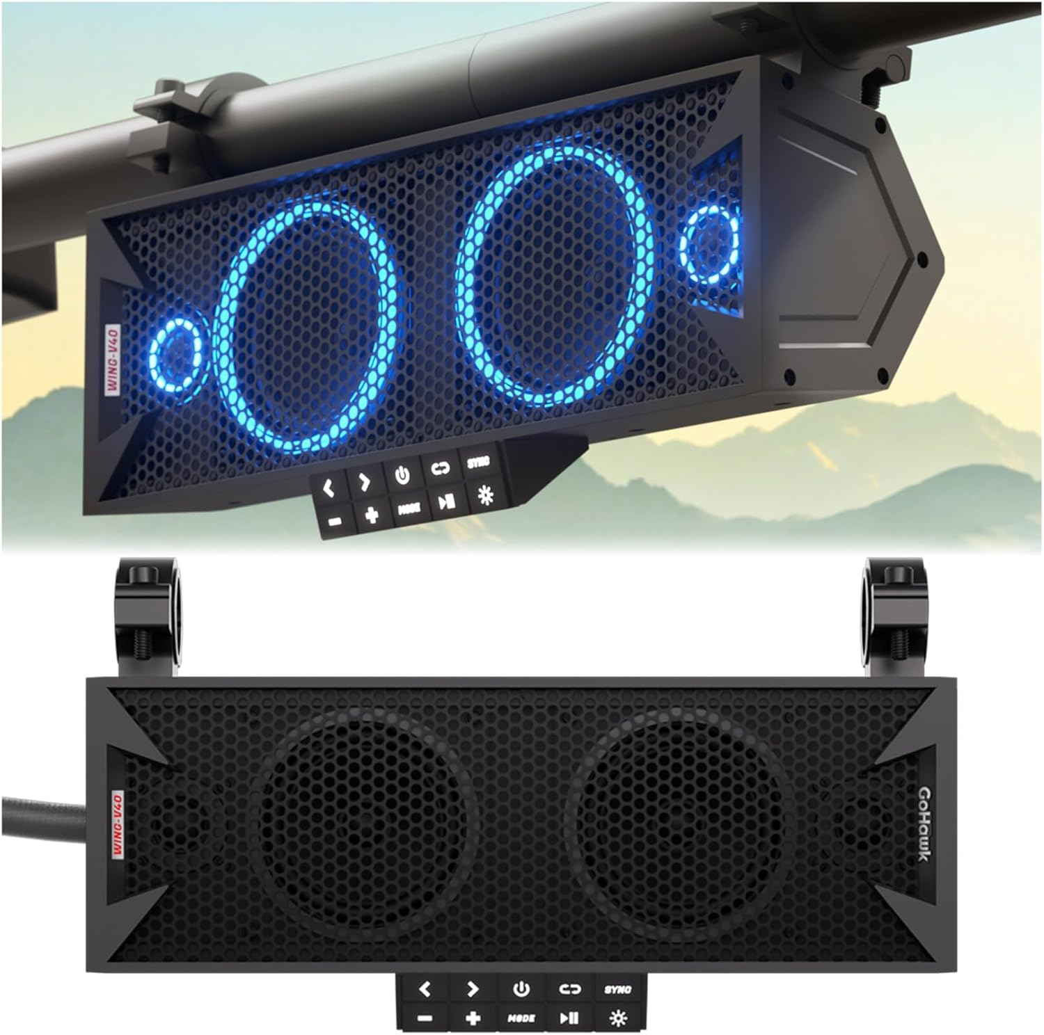 15 Inch UTV Sound Bar, Bluetooth ATV Soundbar with RGB Lights, IP66 Waterproof Golf Cart Sound Bar, SXS Soundbar Compatible with Polaris RZR Can-Am W/Fm Radio, Fits 1.5