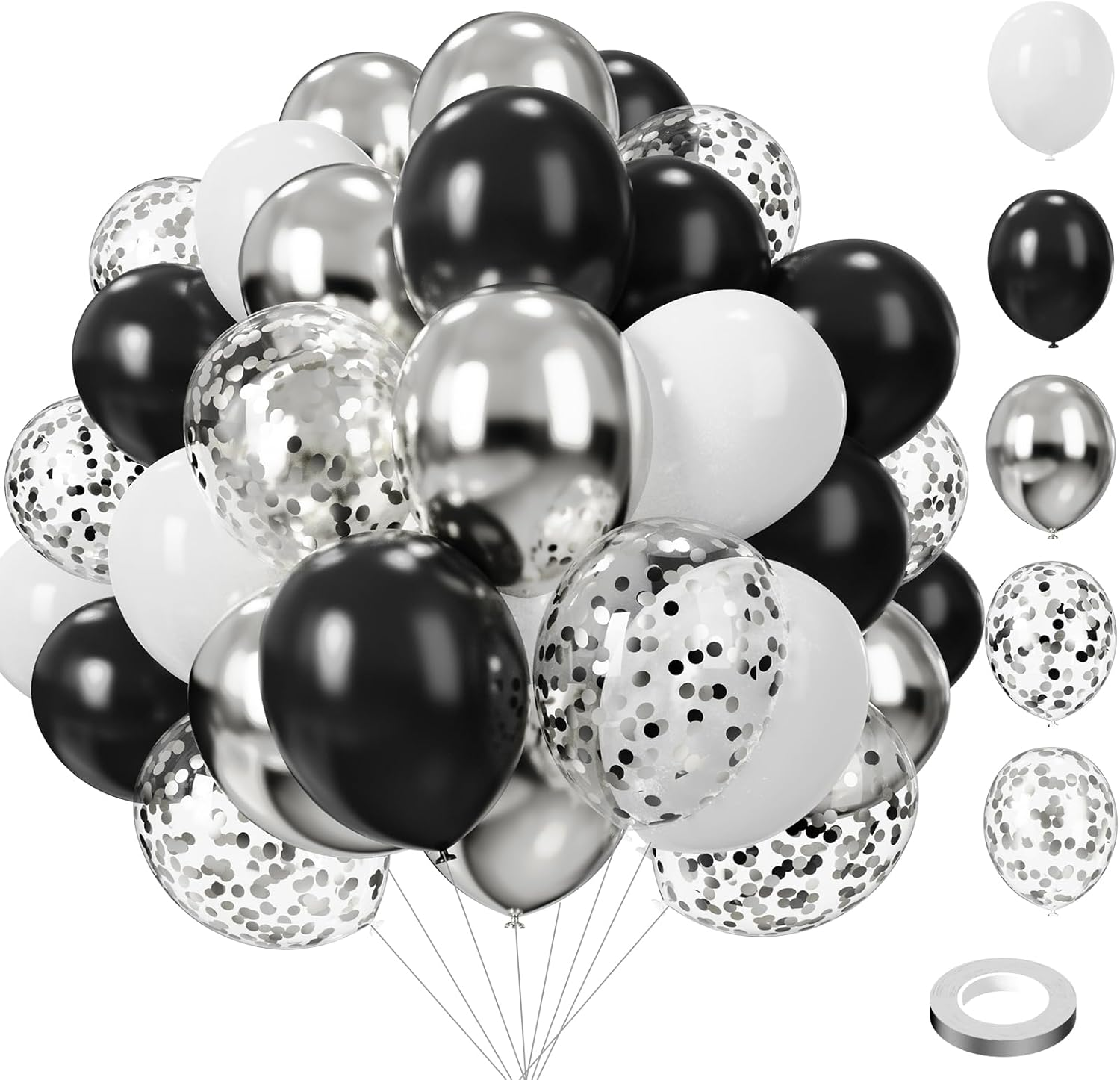 Black White Gold Balloon Garland Kit, 114Pcs Black and Gold Party Decorations... - Picture 11 of 12