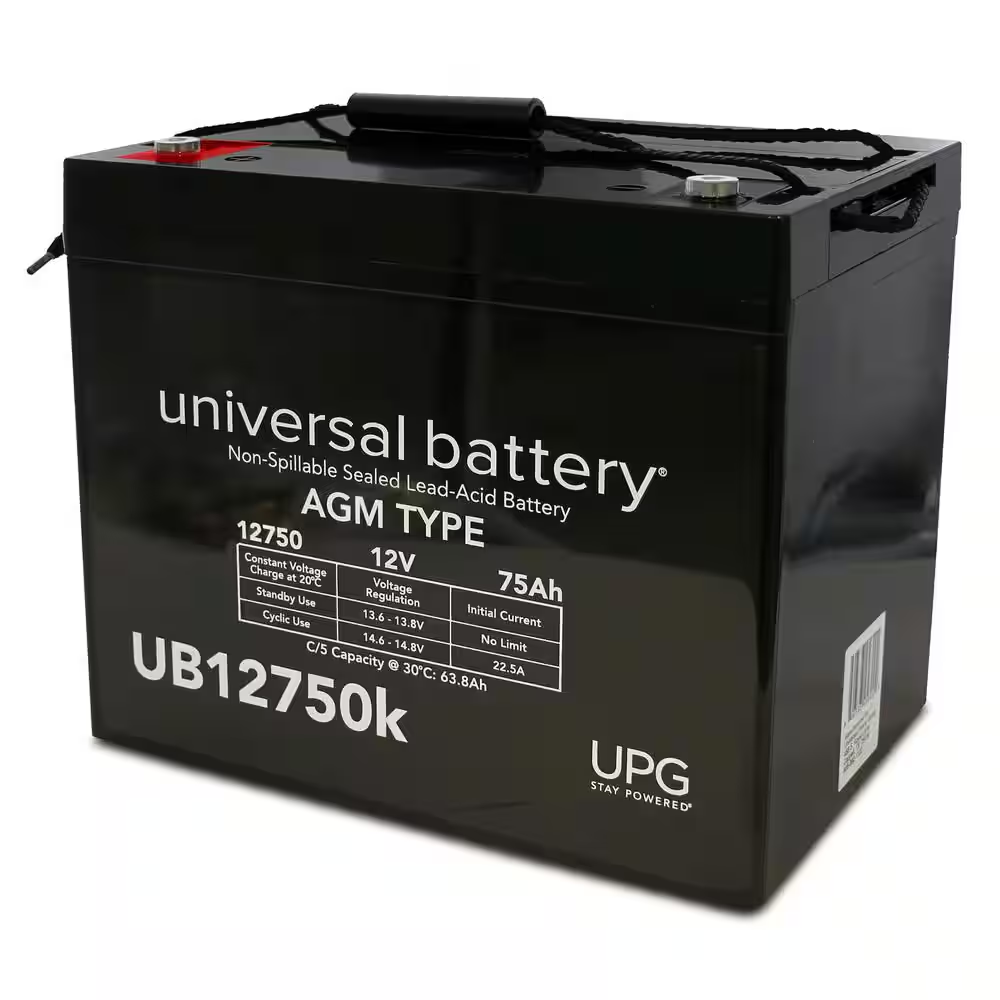 12-Volt 75 Ah I6 Terminal Sealed Lead Acid (SLA) AGM Rechargeable Battery