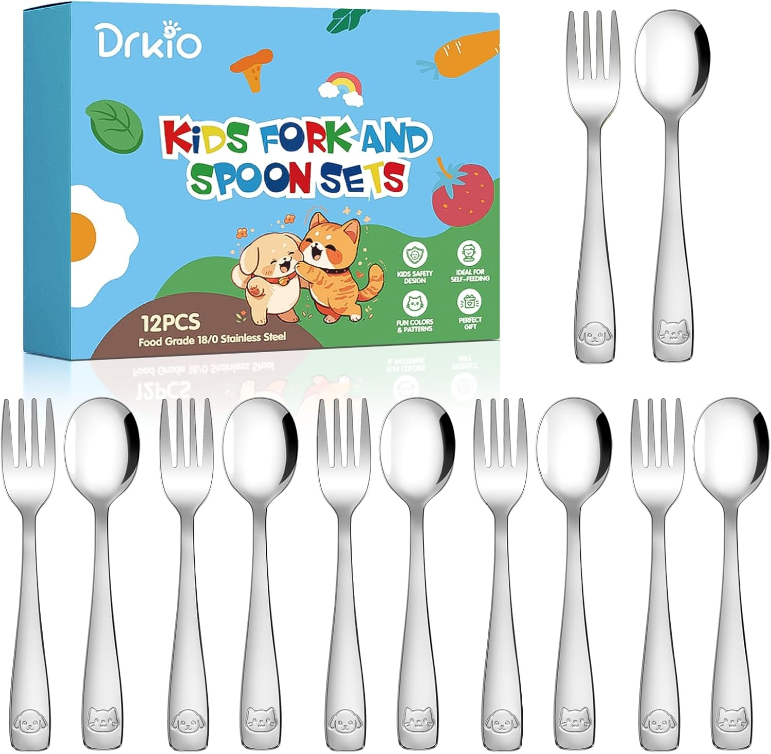 12Pcs Stainless Steel Toddler Utensils Small Metal Kids Silverware