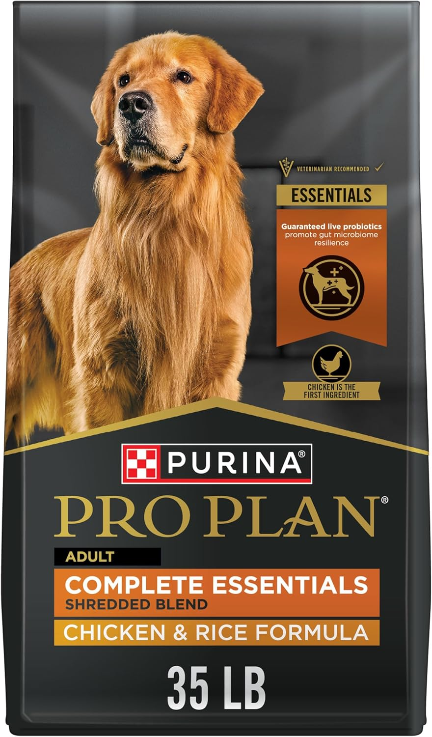 Purina Pro Plan Complete Essentials Shredded Blend Chicken and Rice Dog Food Dry Formula with Probiotics for Dogs - 35 Lb. Bag