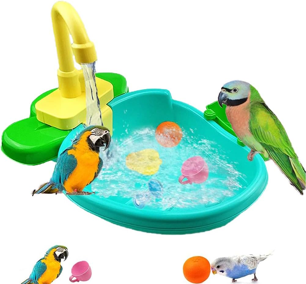Bird Bath for Cage, Bird Bath Fountains Indoor, Parrot Automatic Bathing Box Bird Bath Shower Accessories Bird Toys for Parakeets, Budgie, Cockatiel, Conure and Small Birds