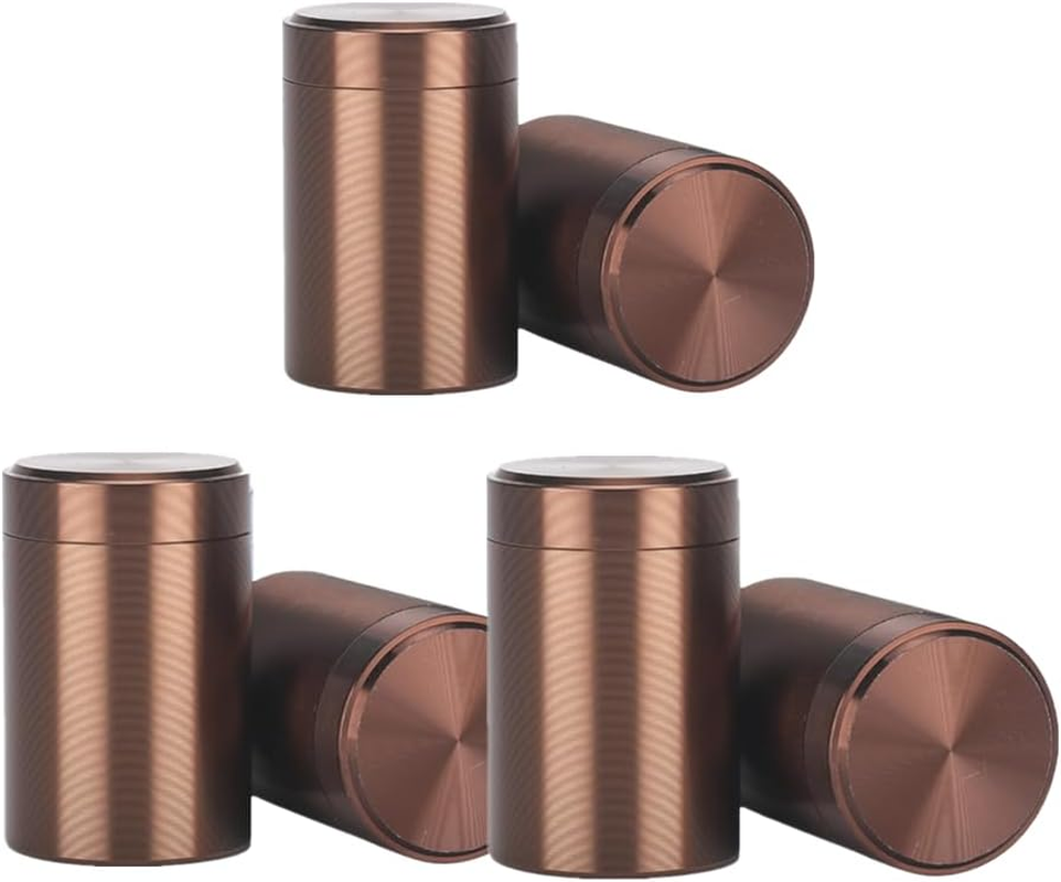 6 Aluminum Tea Tins Canister with Airtight Single Lids,2 Oz Tea Canister Dry Storage Caddy Box,Candle Making Kits,Waterproof Mini Tins for Loose Tea,Spices, Coffee,Sugar (Brown)