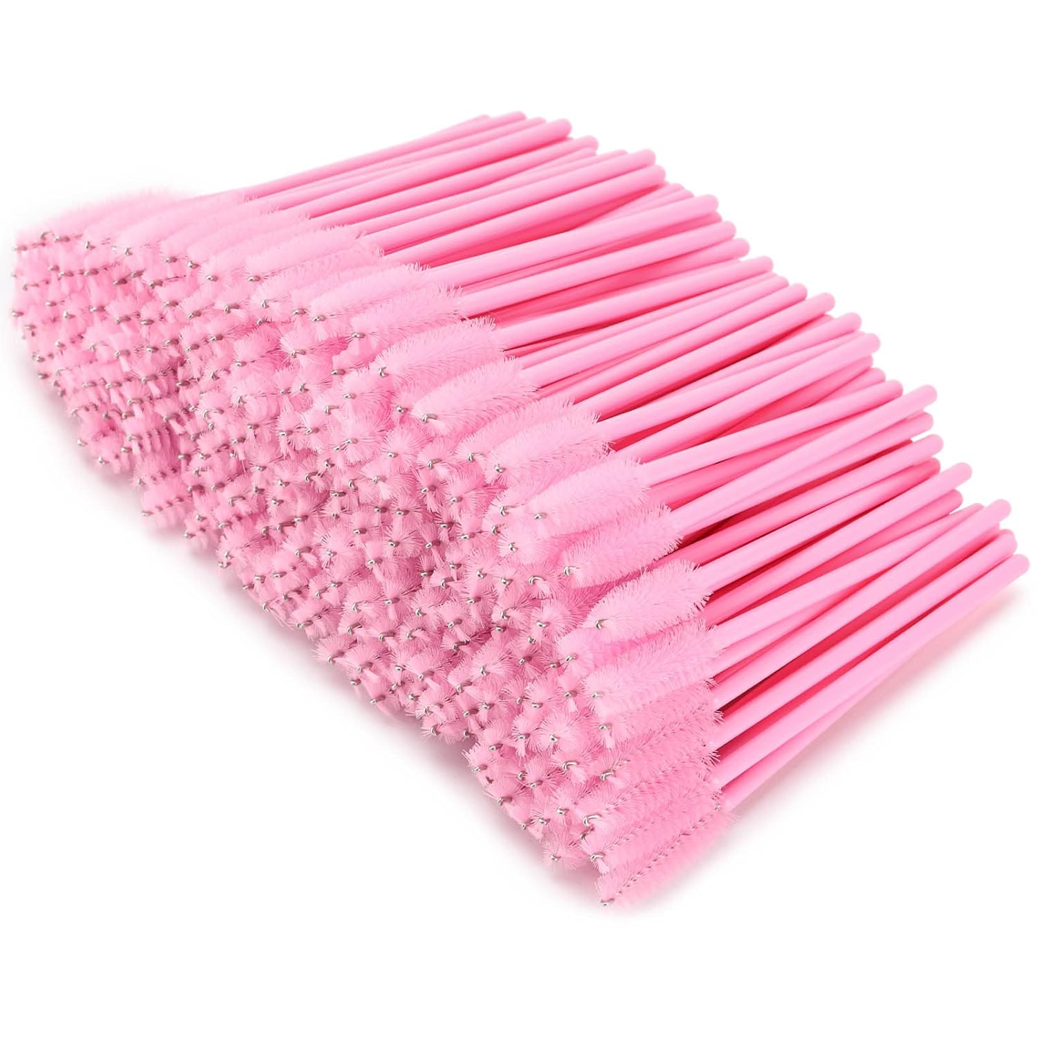 300 Disposable Mascara Wands, Eyelash Spoolies & Brow Brush Applicators (Pink)