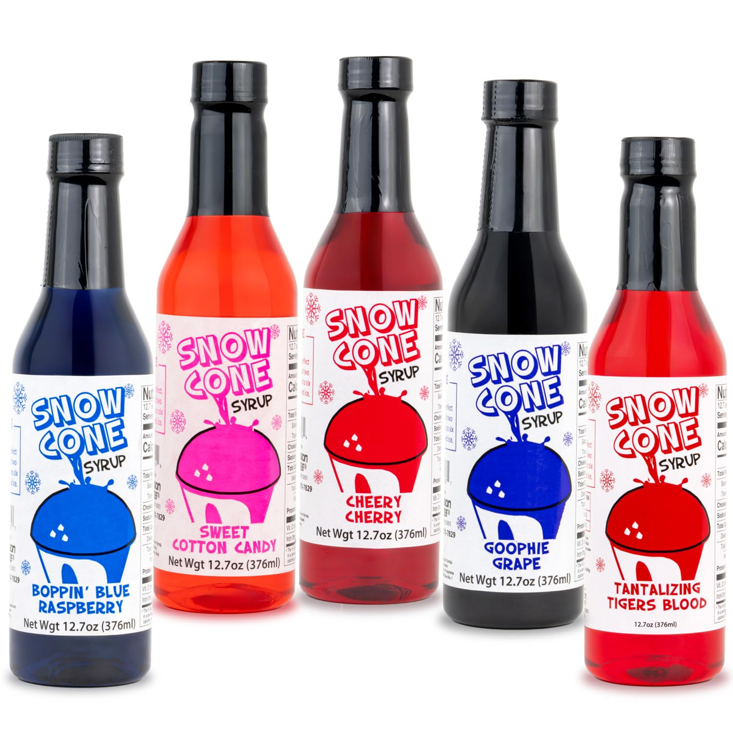 12.7Oz Sno Cone Syrups-Five Pack-Fun Flavor Assortment