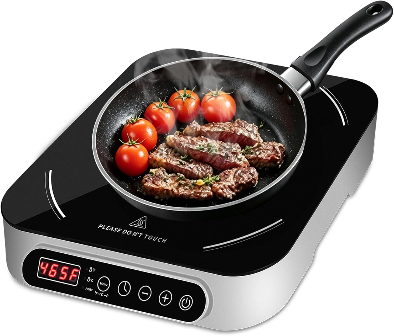 Portable Induction Cooktop 1800W 10 Power Levels&Probe, Advanced Countertop Burner, 140–465°F Temperature Control, Digital Touch, for Magnetic Cookware, Ideal for RV, Camping, Small Apartments&Travel