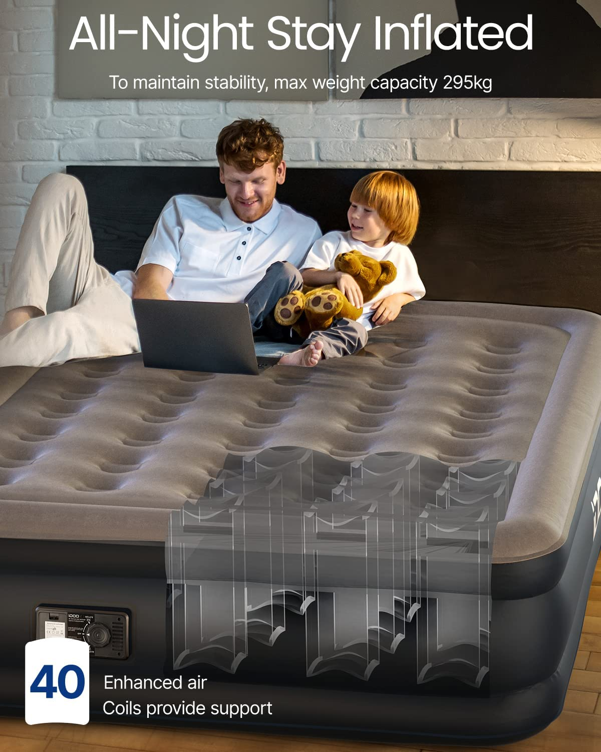 iDOO Queen Size Air Mattress, Inflatable Airbed with Built-in Pump, 3 Mins Qu... - Picture 7 of 14