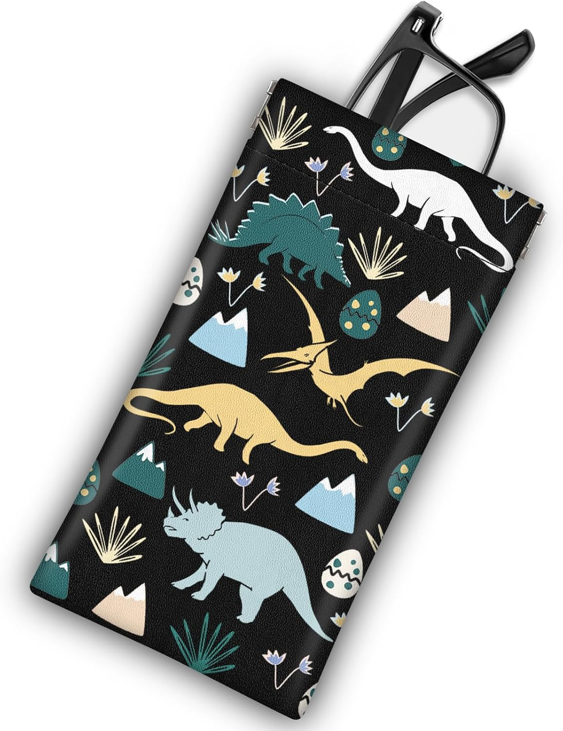 Soft Sunglasses Eyeglass Glasses Case,7x3.5inch Portable PU Leather Squeeze Top Holder Bag Pouch for Women Men