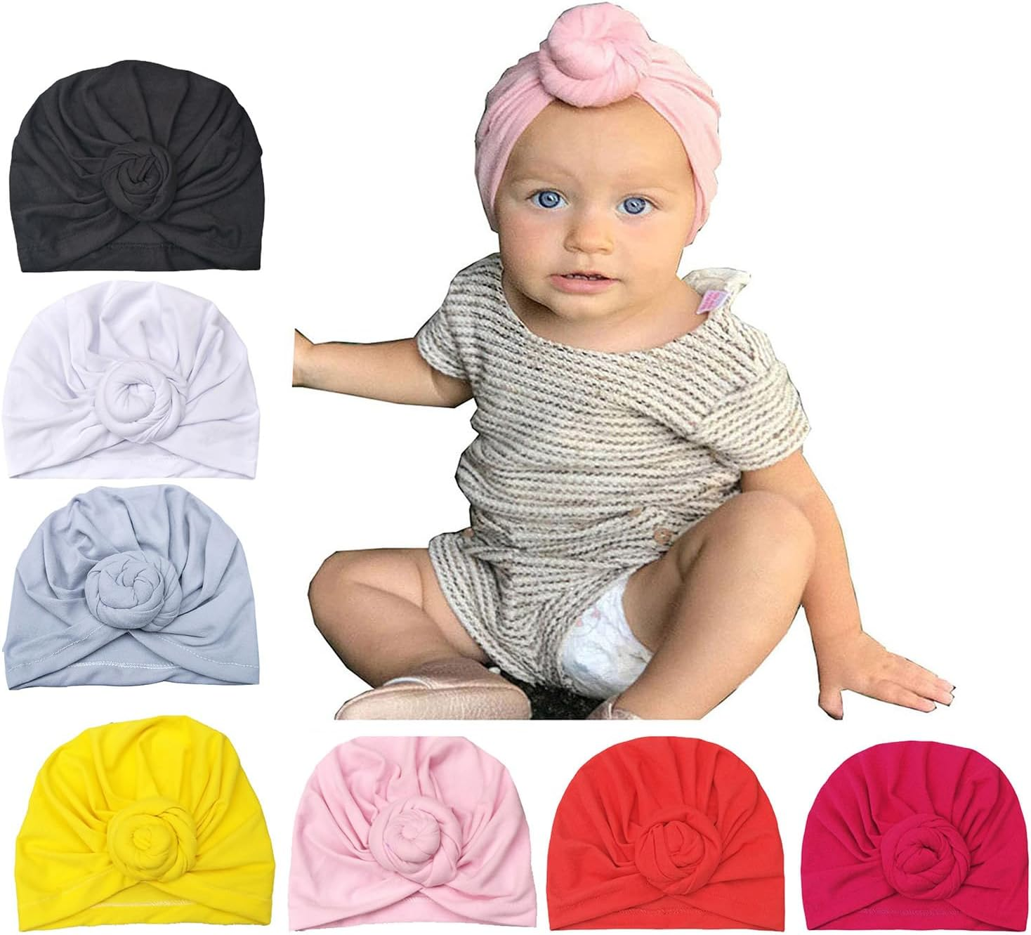 Upsmile 7 Pieces Adorable Baby Knot Headbands Newborn Elastic Sretch Head Wra... - Picture 13 of 20