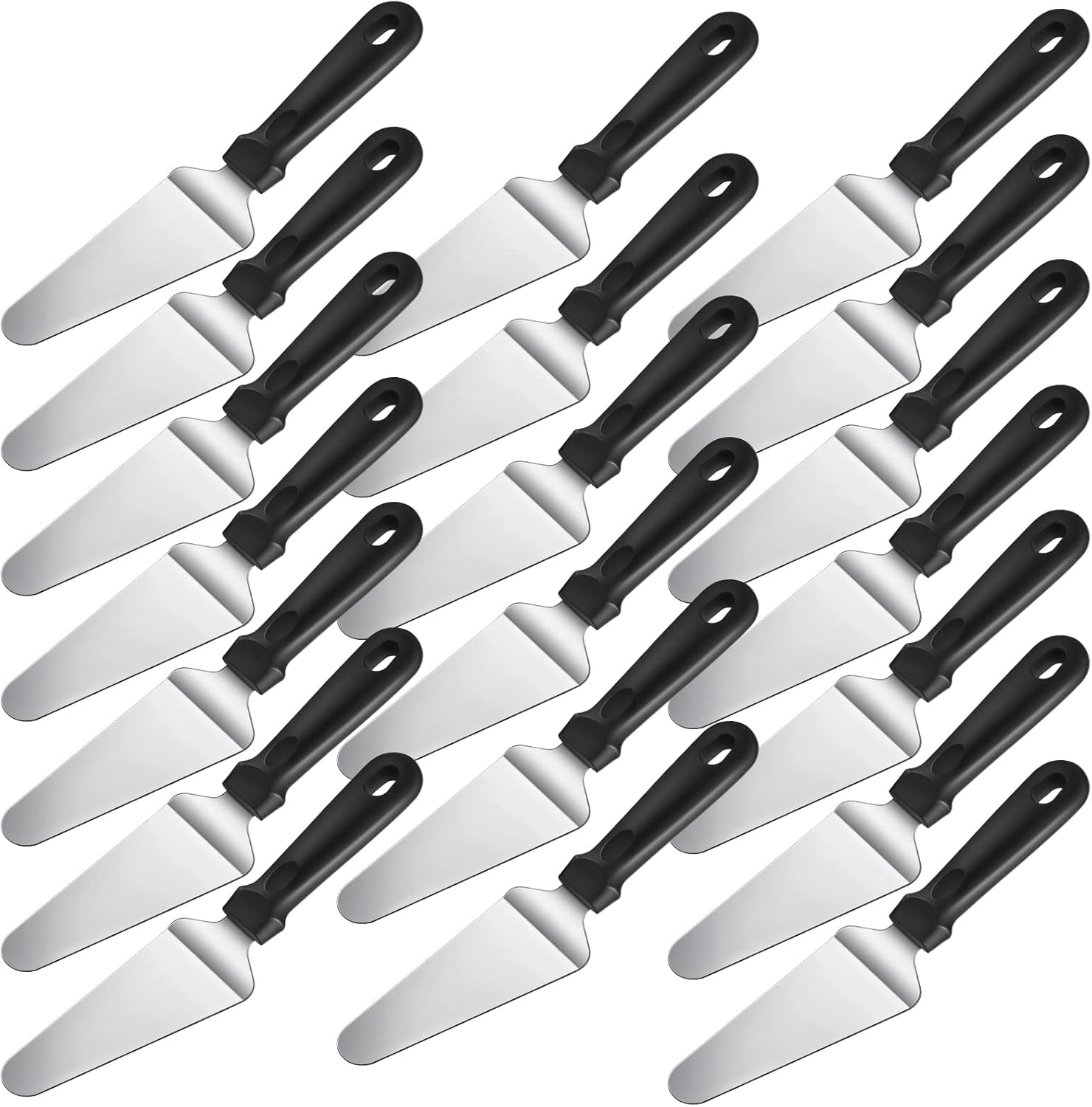 20 Pcs Pizza Spatula Bulk Pie Server Pie Cutter Cake Cutter Stainless Steel Cake Serving Spatula Non Slip Easy to Grip Baking Triangular Spade Plastic Handle Shovel for Desserts Pizza Pie Cake