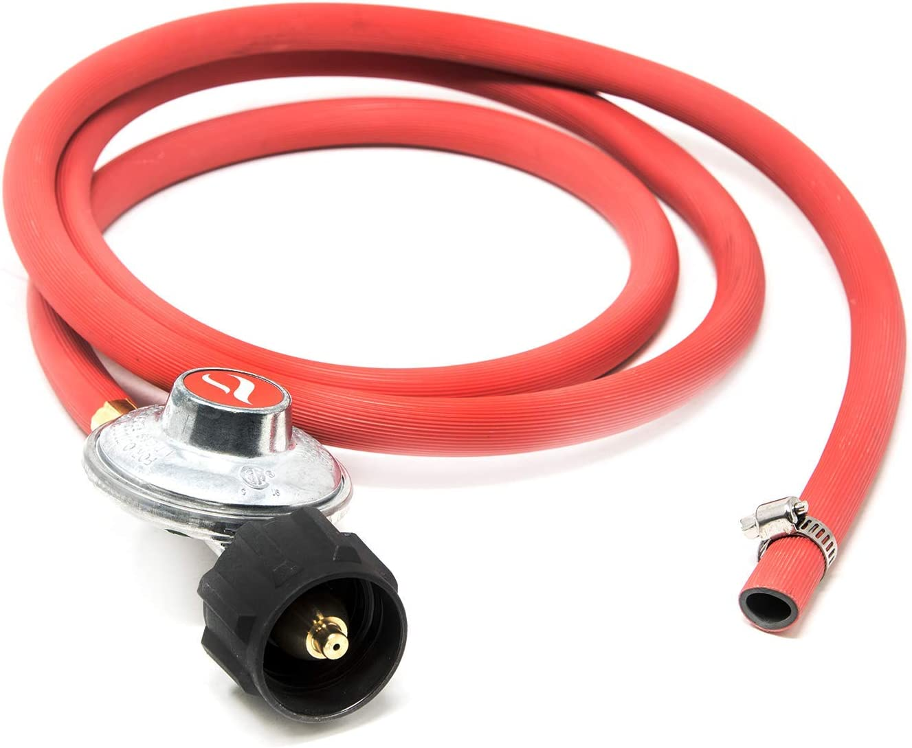 2102 New Improved 6 Ft Low Pressure Propane Regulator and Hose Connection Kit for LP/LPG Most LP/LPG Gas Grill, Heater and Fire Pit Table,Brown/A