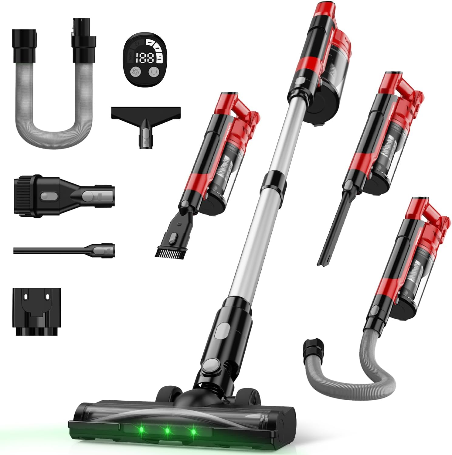 Cordless Vacuum Cleaner for Milwaukee Battery, 7-In-1 Lightweight Stick Vacuum with HEPA Filter, 35KPA Suction, 350W Brushless Motor, 3 Modes for Carpet, Floor, Car (Battery Not Included)