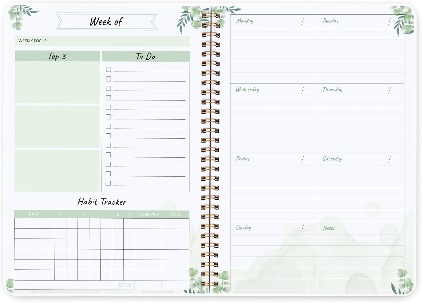 To Do List Notebook - Undated Weekly Planner Diary A5 Spiral Productivity Che... - Picture 8 of 14