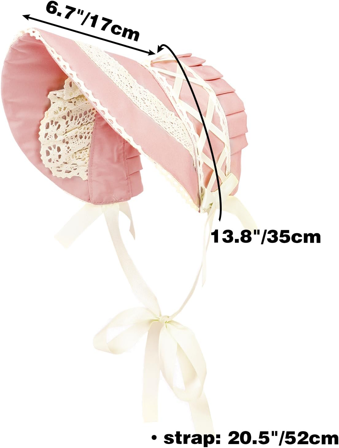 FURPHI Victorian Bonnet Colonial Pioneer Hat with Lace Tea Party Costume Sun ... - Picture 7 of 16