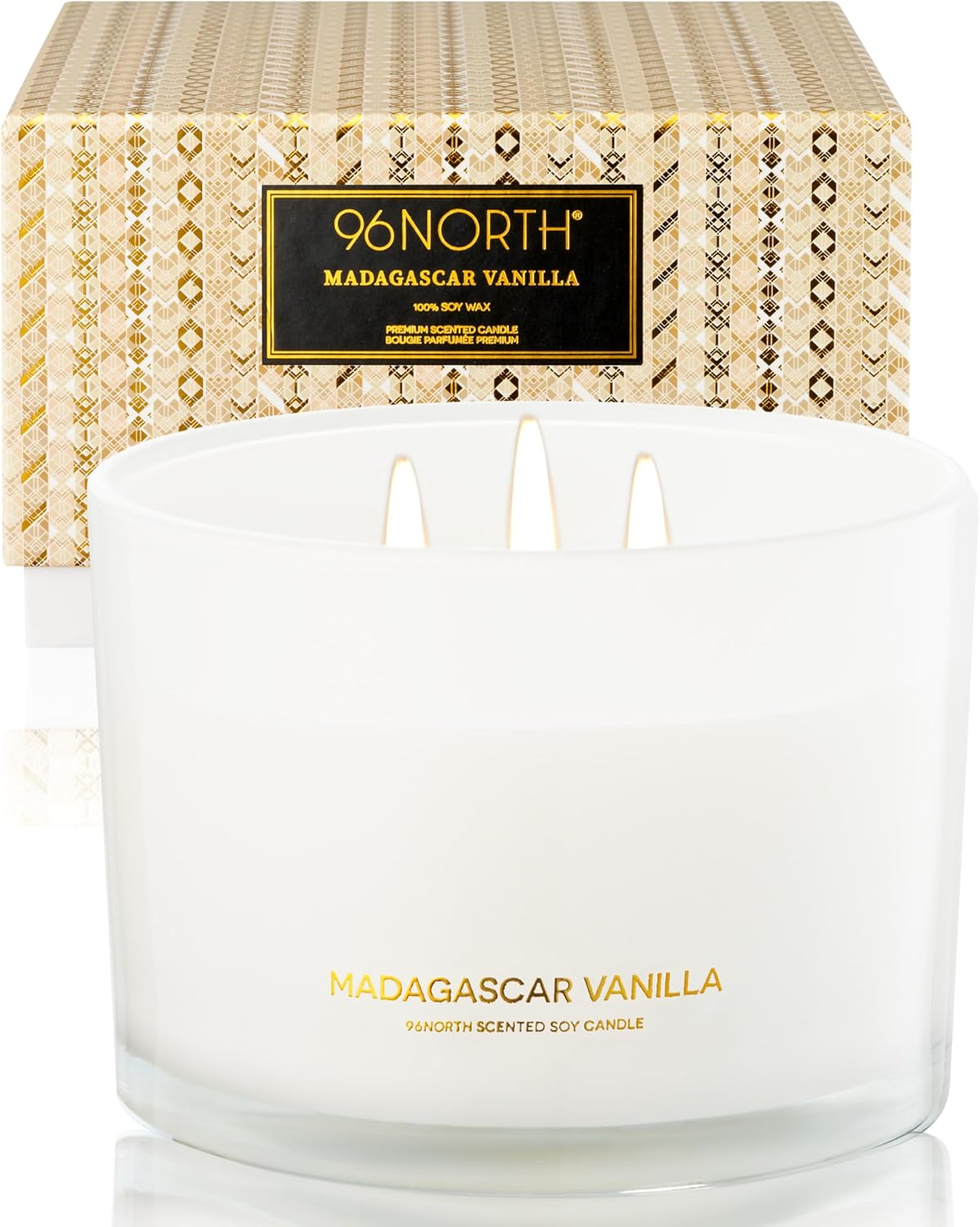 Luxury Vanilla Soy Candles | Large 3 Wick Jar Candle up to 50 Hours Burning Time