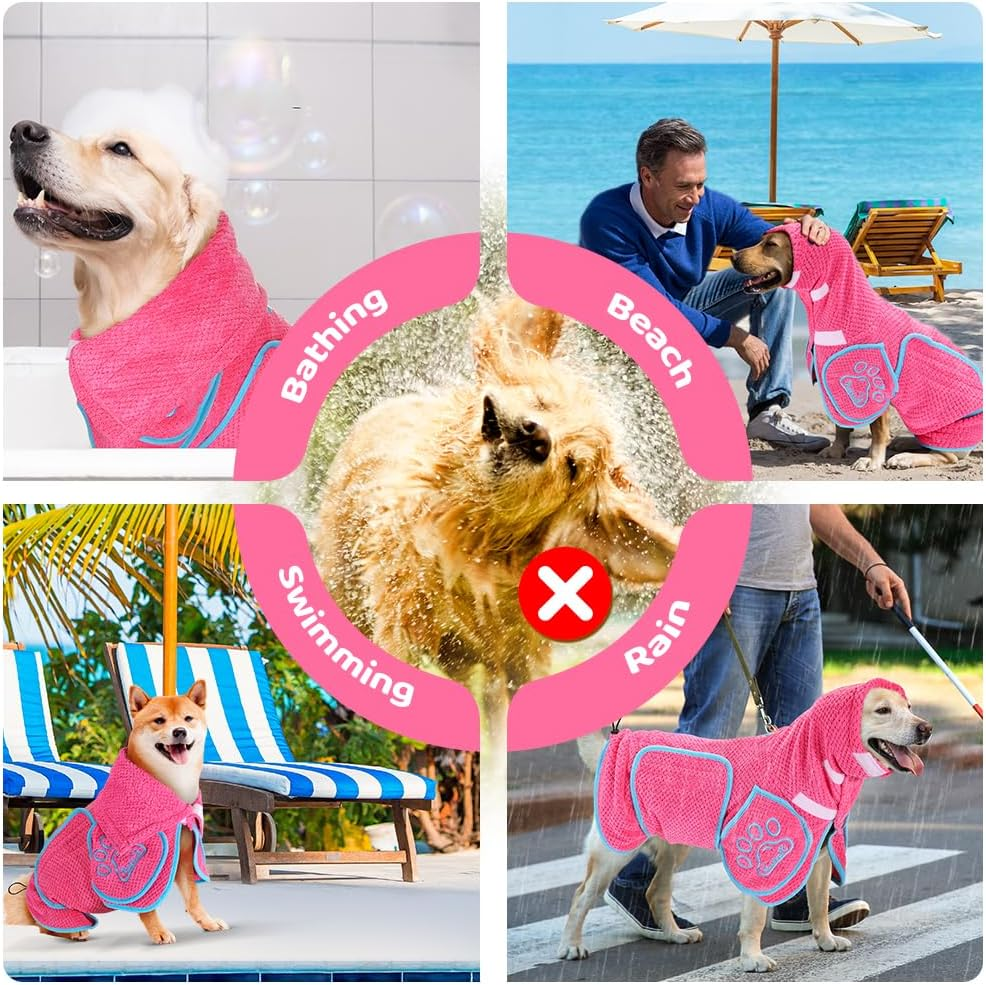 AUTOWT Dog Drying Coat, Microfibre Pet Bathrobe Towel, Absorbent Quick-Drying... - Picture 9 of 18