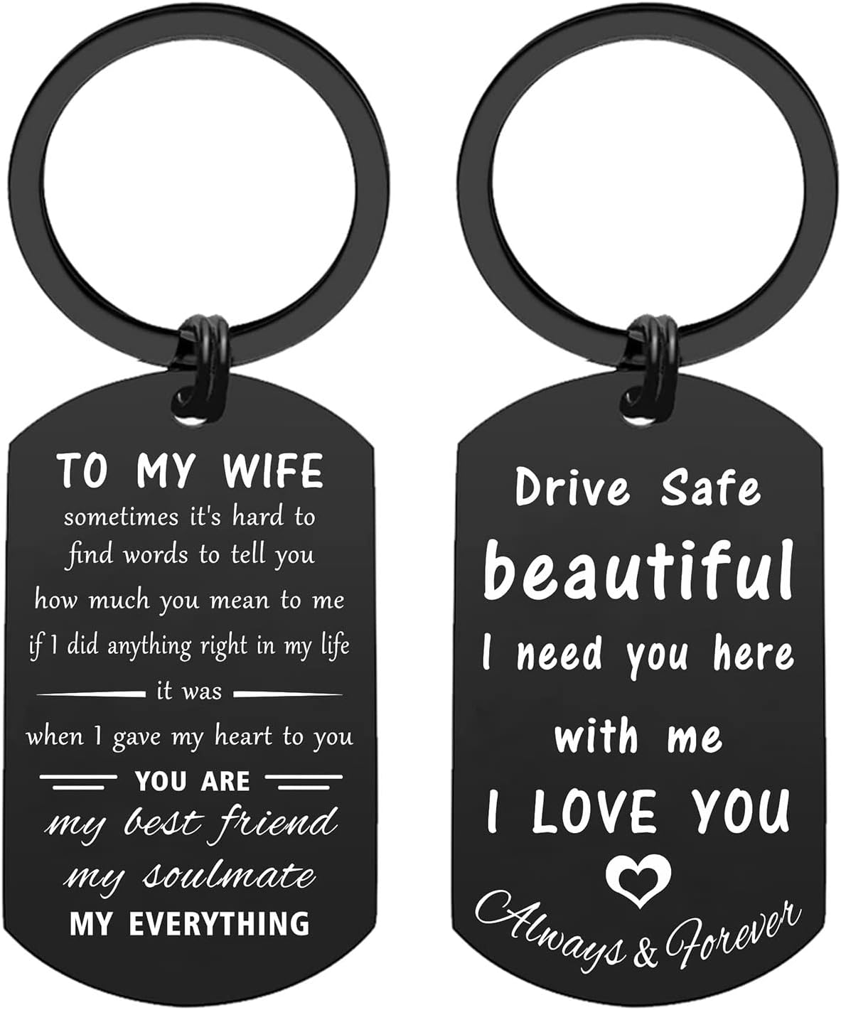 Love Wife Gifts, Drive Safe I Love You Keychain for Mothers Day Anniversary Valentines Christmas
