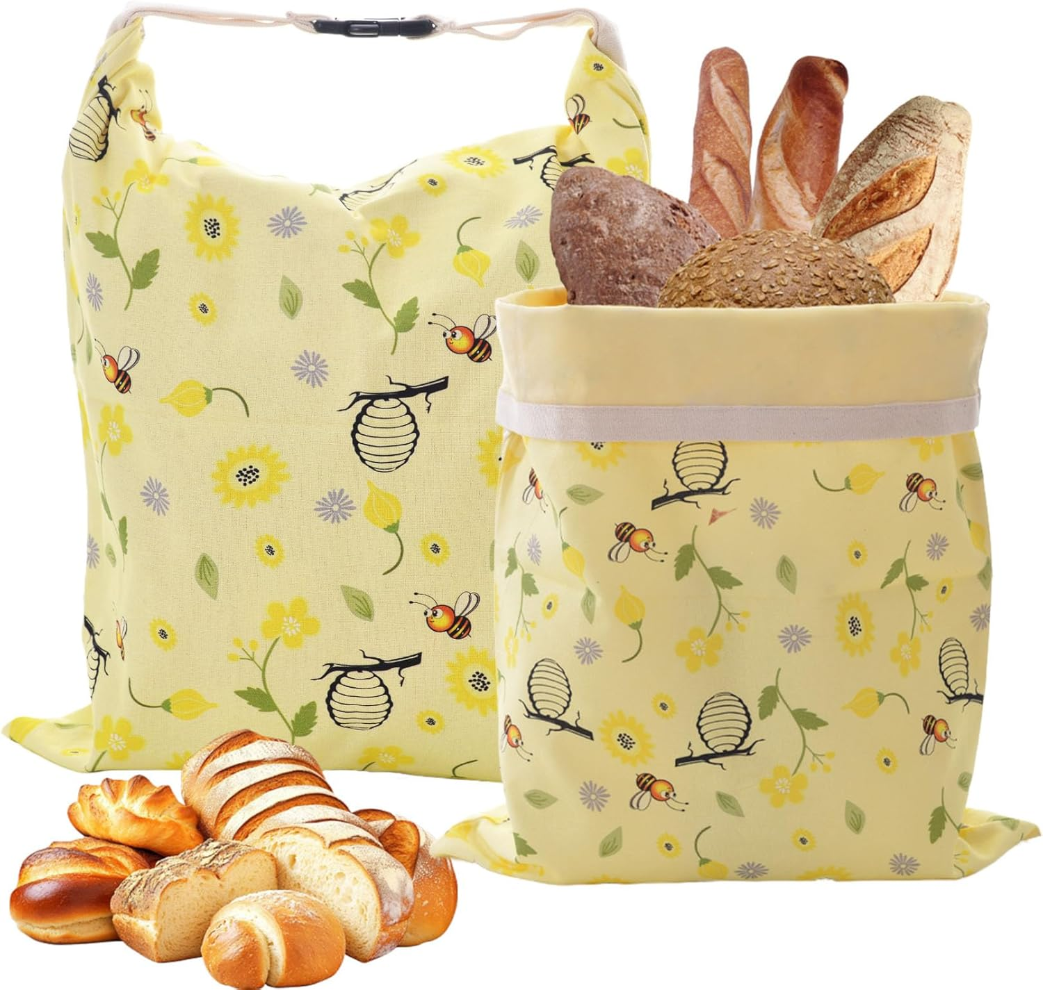 2 Pack Reusable Beeswax Bread Bags for Homemade Sourdough Bread, 17