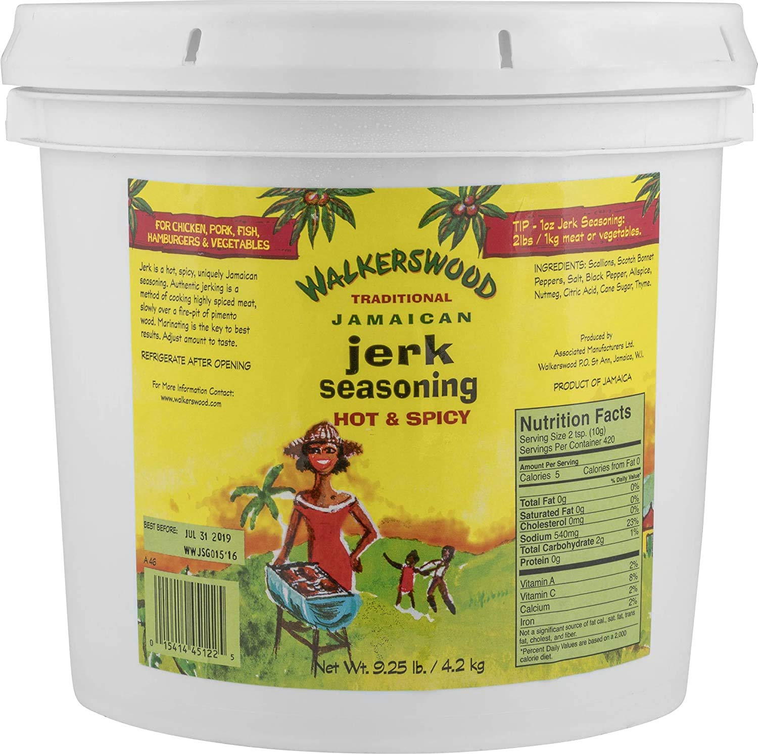 Traditional Jamaican Jerk Seasoning, Hot and Spicy, 128 Fl Oz
