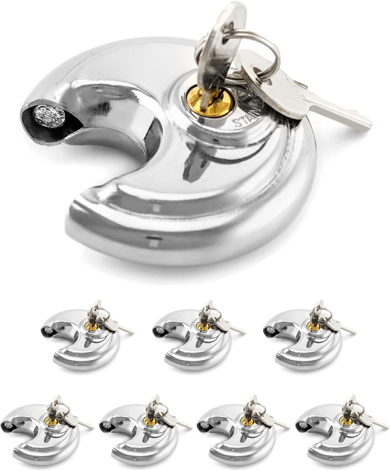 QWROK 2 Pcs Stainless Steel Discus Locks Heavy Duty Keyed Padlock
