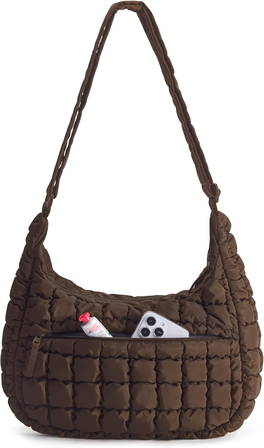 Quilted Crossbody Bag for Women, Lightweight Puffer Purse for Travel, Daily Use & Work | Water-Resistant, Puffy Shoulder Bag, W/ Adjustable Strap, Light & Comfortable, Hands-Free Bags, Travel Essentials