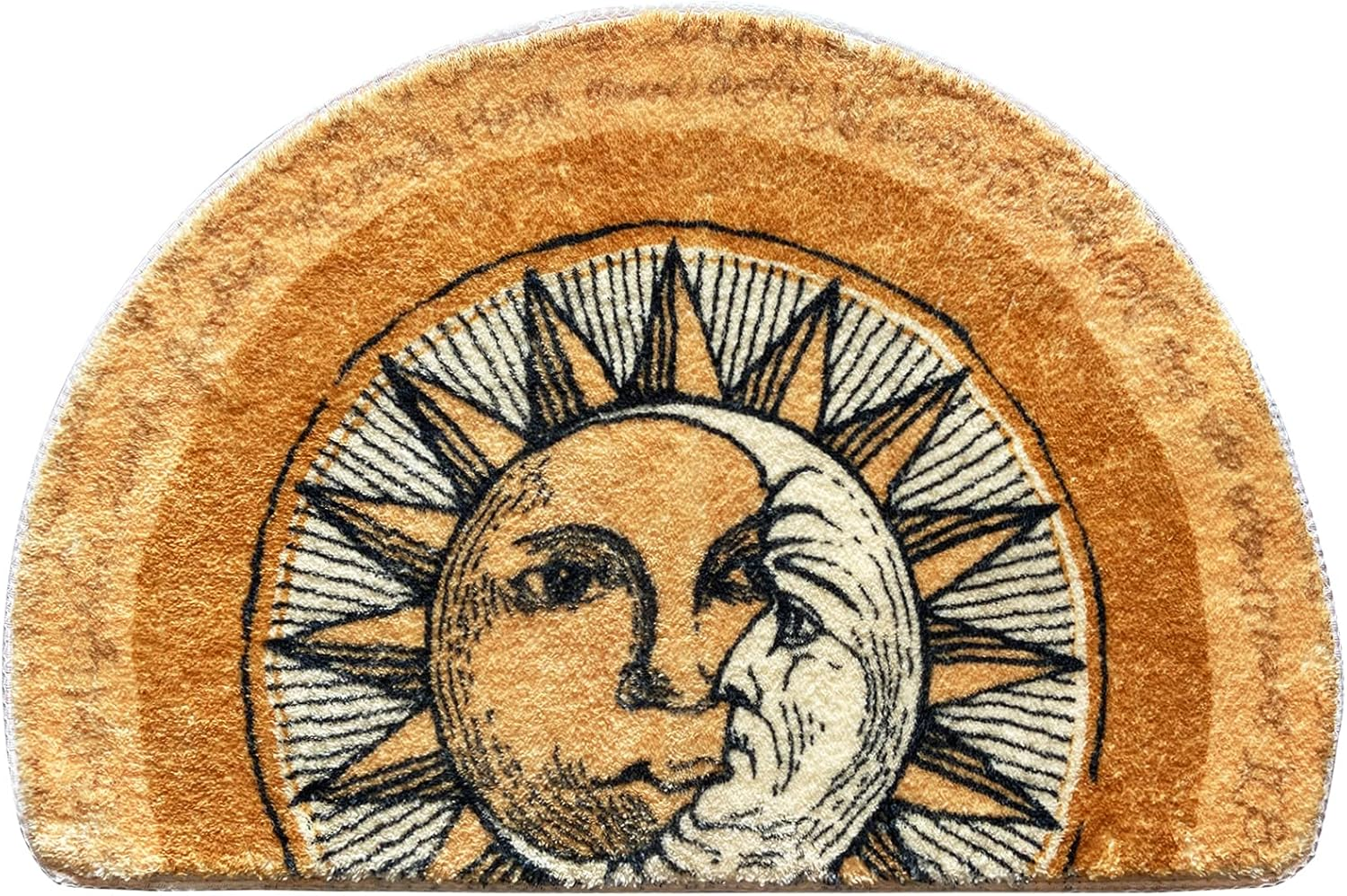 Half round Door Mat, Semi Circle Bathroom Floor Rug, Tarot Sun Moon Welcome Entrance Way Mat, Non-Slip Absorbent Microfiber Tufted Indoor Rug for Kitchen Living Room