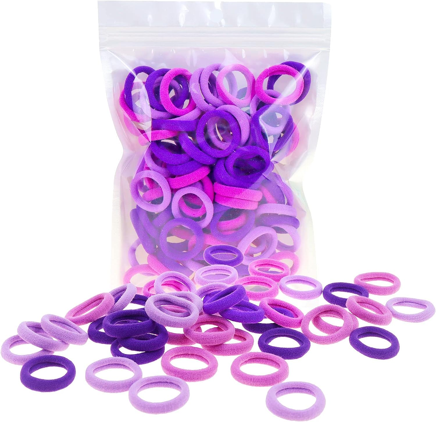 100 Pack Pink Color Nylon Elastics Hair Bands for Baby Girls' Small Hair Ropes - Picture 9 of 16