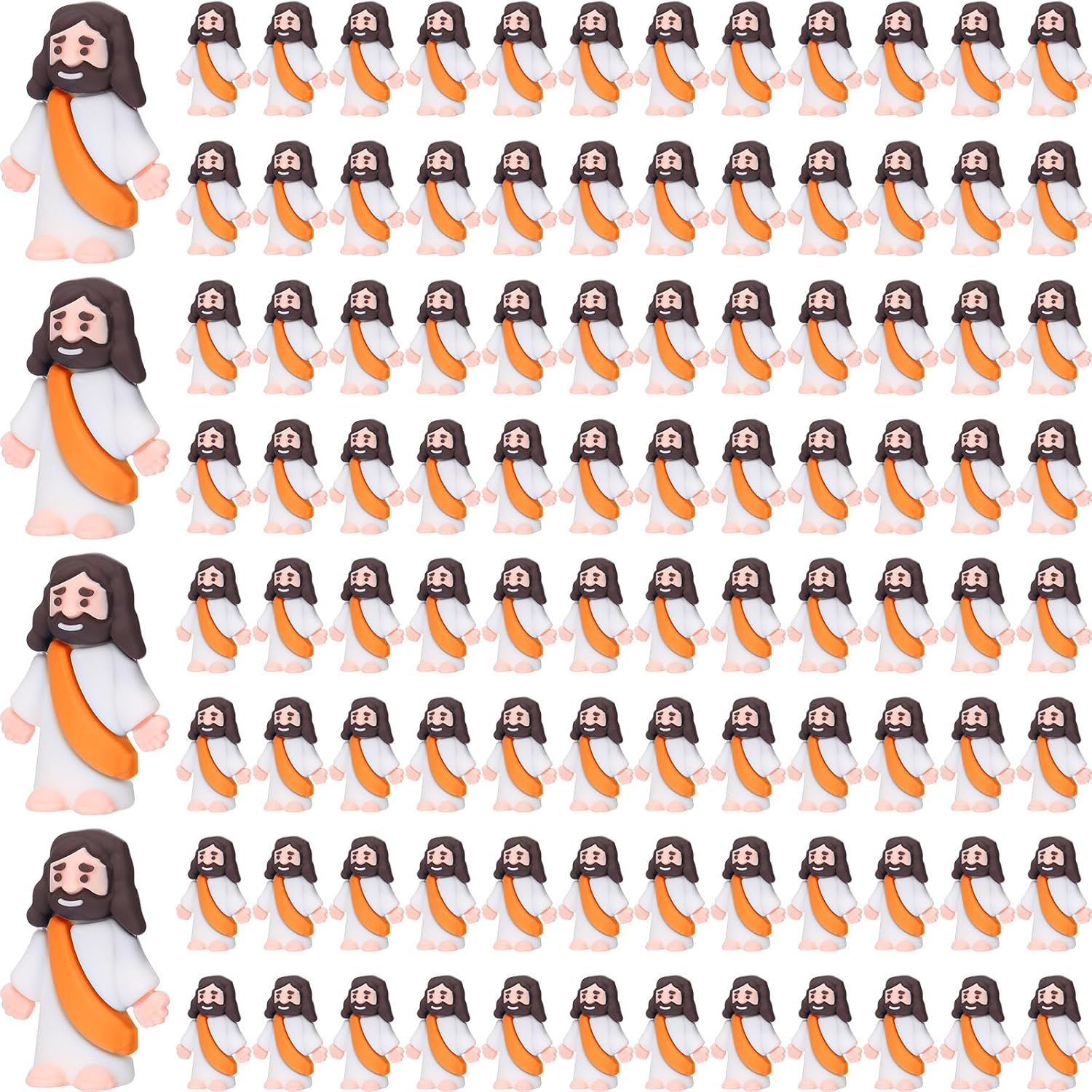 Barydat 200 Pack Mini Jesus Figurines Bulk Easter Tiny Jesus Figures Pocket Rubber Toys to Hide and Seek Christ Savior VBS 2026 Party Favors for Easter Church Sunday School Baptism Gift(Orange)